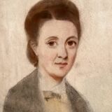 Dessin ancien au pastel sur papier portrait de femme