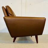 Vintage retro Danish mid-century G. Thams 4 person sofa in brown leather 1960