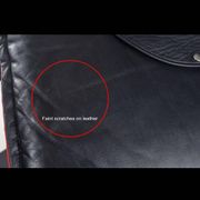 Scandinavian modern black leather and red wool reversible chaise lounge from Westnofa, Norwegian