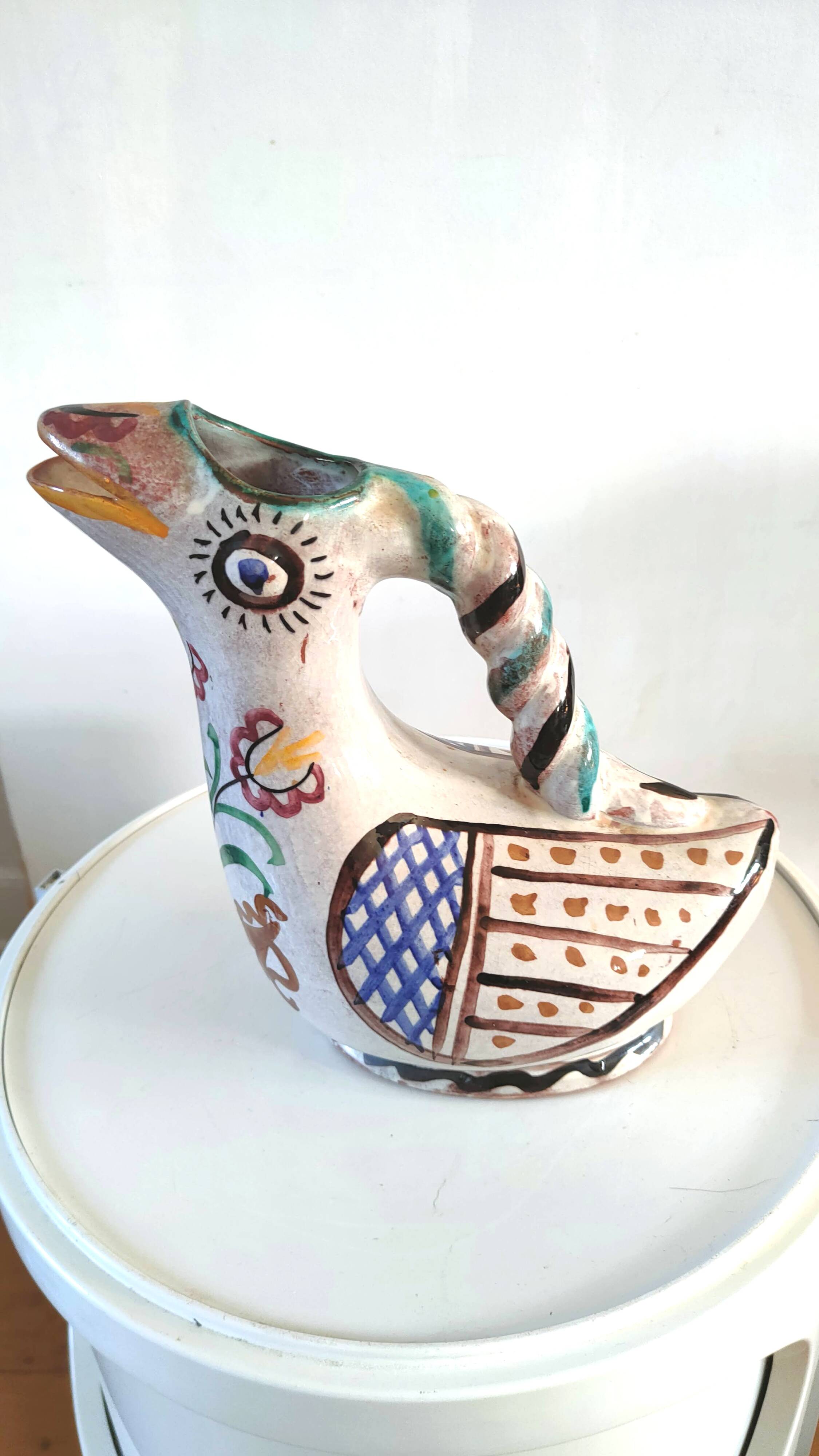 Zoomorphic ceramic pitcher design 70s