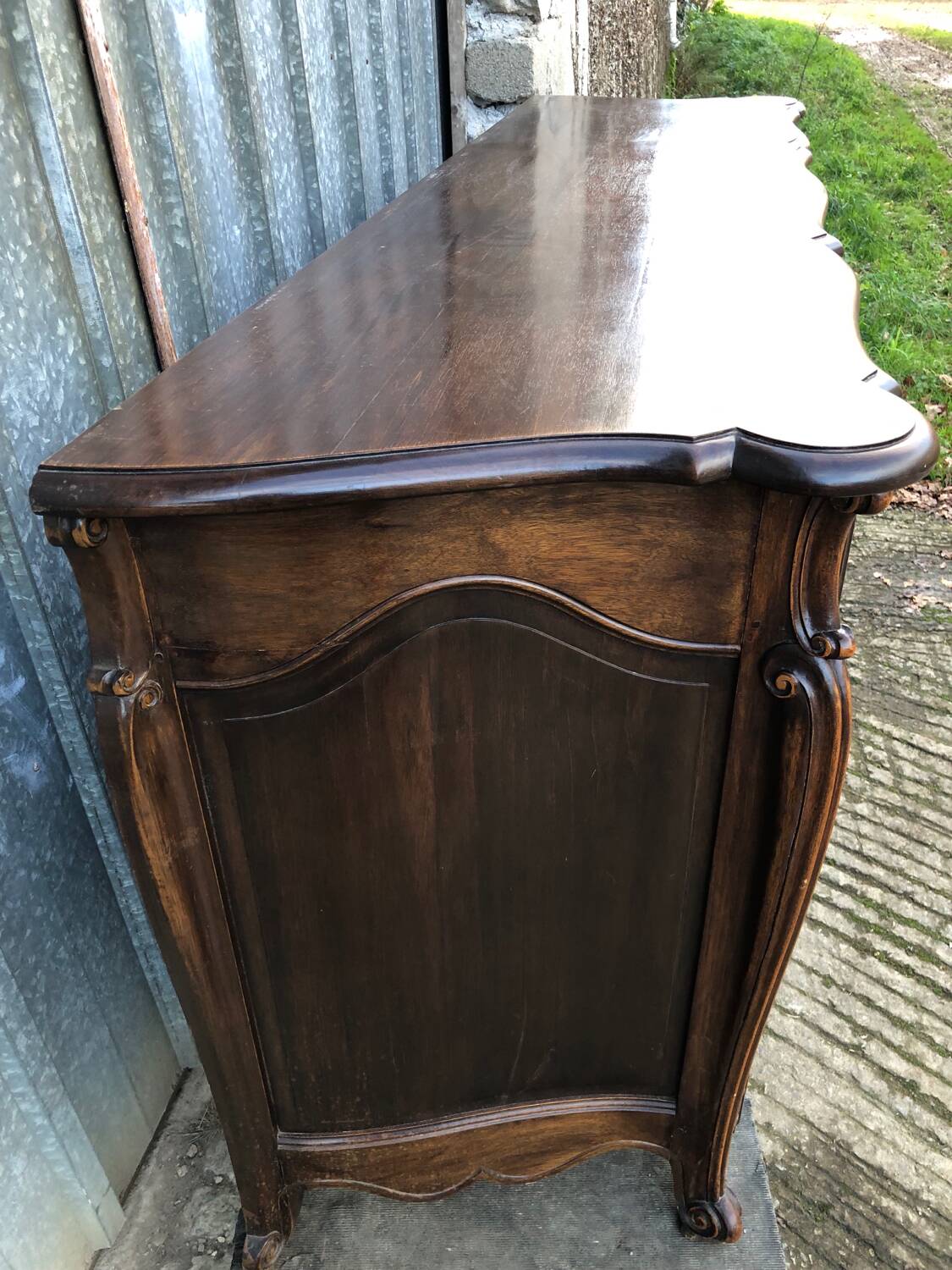 Louis XV style sideboard in solid walnut