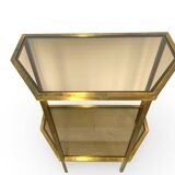 Table d'appoint italienne demi-hexagonale en laiton des années 1970.