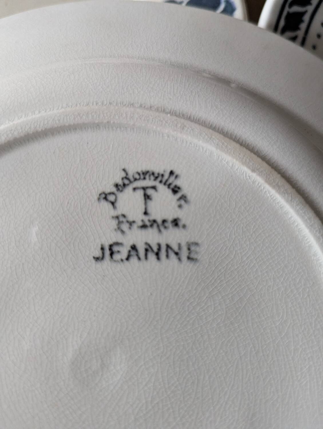 Lot of 10 old Badonviller flat plates, Jeanne model