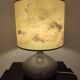 Vintage ceramic lamp signed & hand-painted silk shade 70s