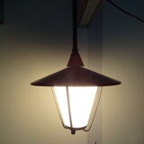 Hanging metal lantern and opaline 60s