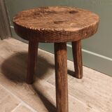 Stool solid oak tripod brutalist shepherd