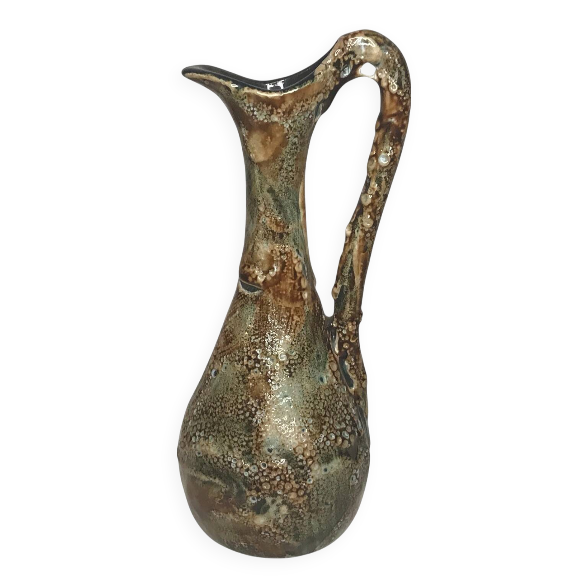 Vintage Fat Lava Ceramic Pitcher Ewer Circa 1960