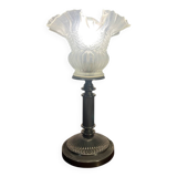 Lampe à poser art déco globe tulipe verre givré