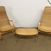 Superb set of chairs and a small wicker table.