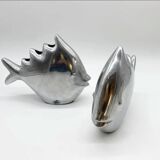 Pair of “Fish” vases / Cast aluminum – 1980s