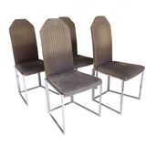 4 chrome and velvet sled chairs