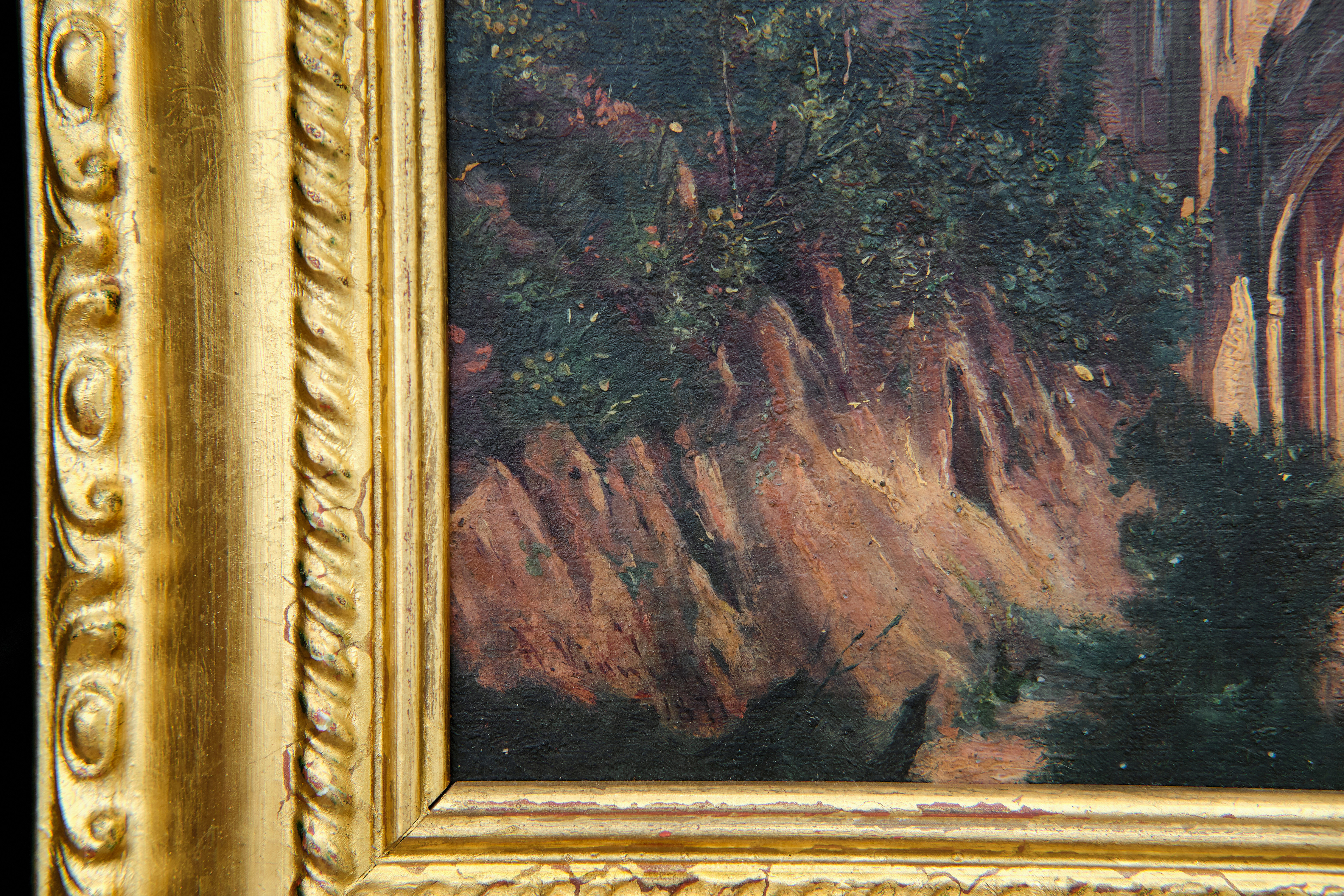 Oil on panel gothic architecture 1871