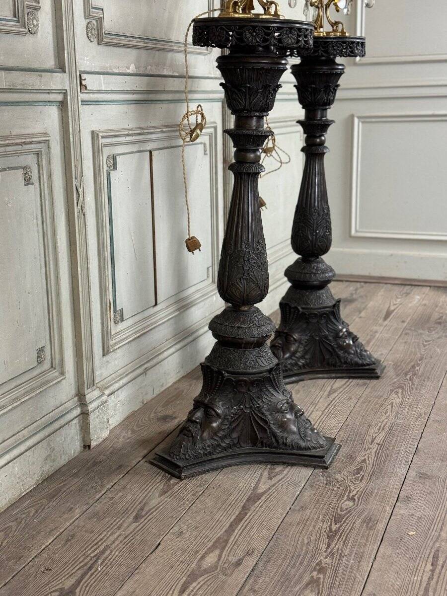 Pair of Bronze Pedestals, Italy, 19th Century