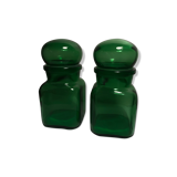 Green glass pharmacy jars