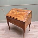Carel Jacques-philippe Curved Sloping Desk In Louis XV Period Marquetry Stamped