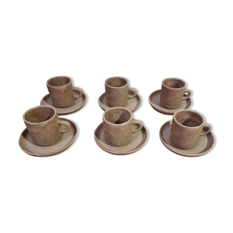 Series of 6 cups with their saucer in RHODA CERAM stoneware.