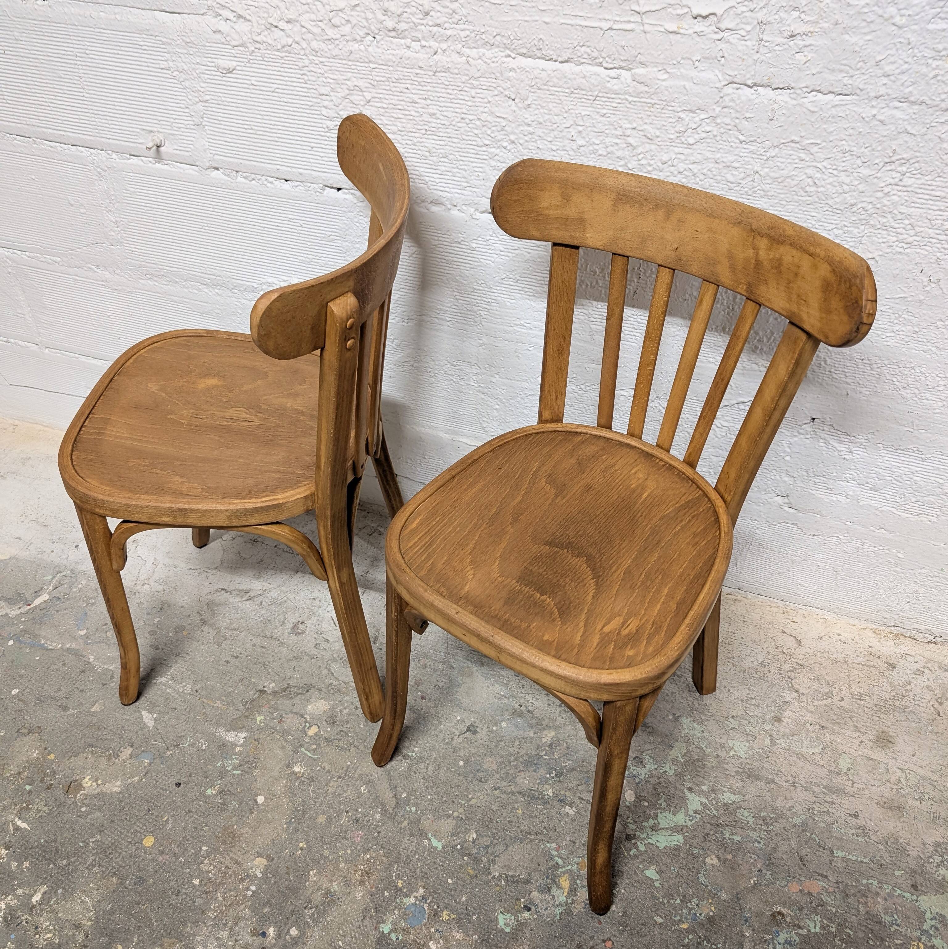 Duo of Baumann bistro chairs N°108
