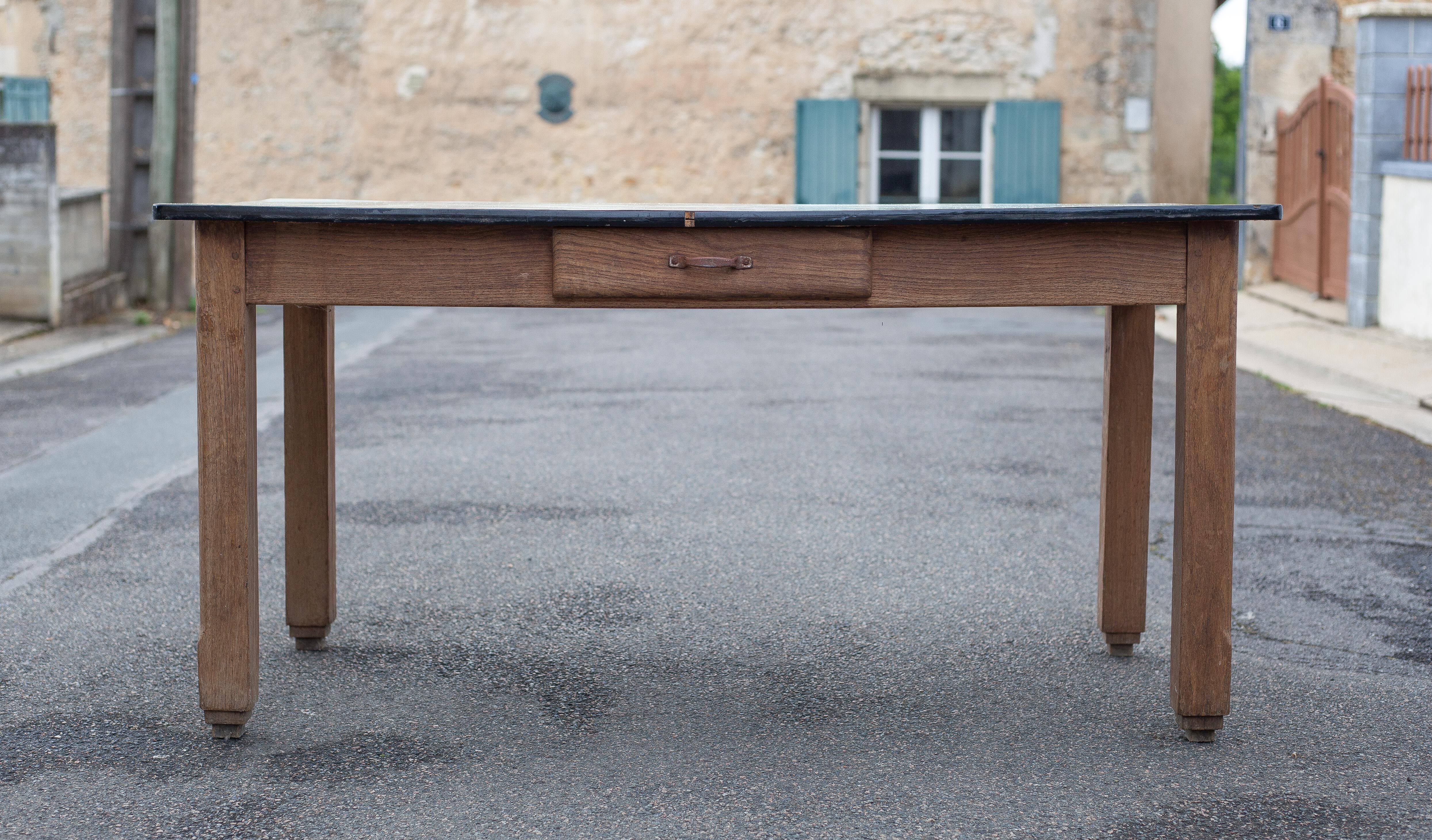 Wooden table formica top green vintage water