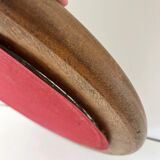 Large round antique solid wood mirror, 49cm