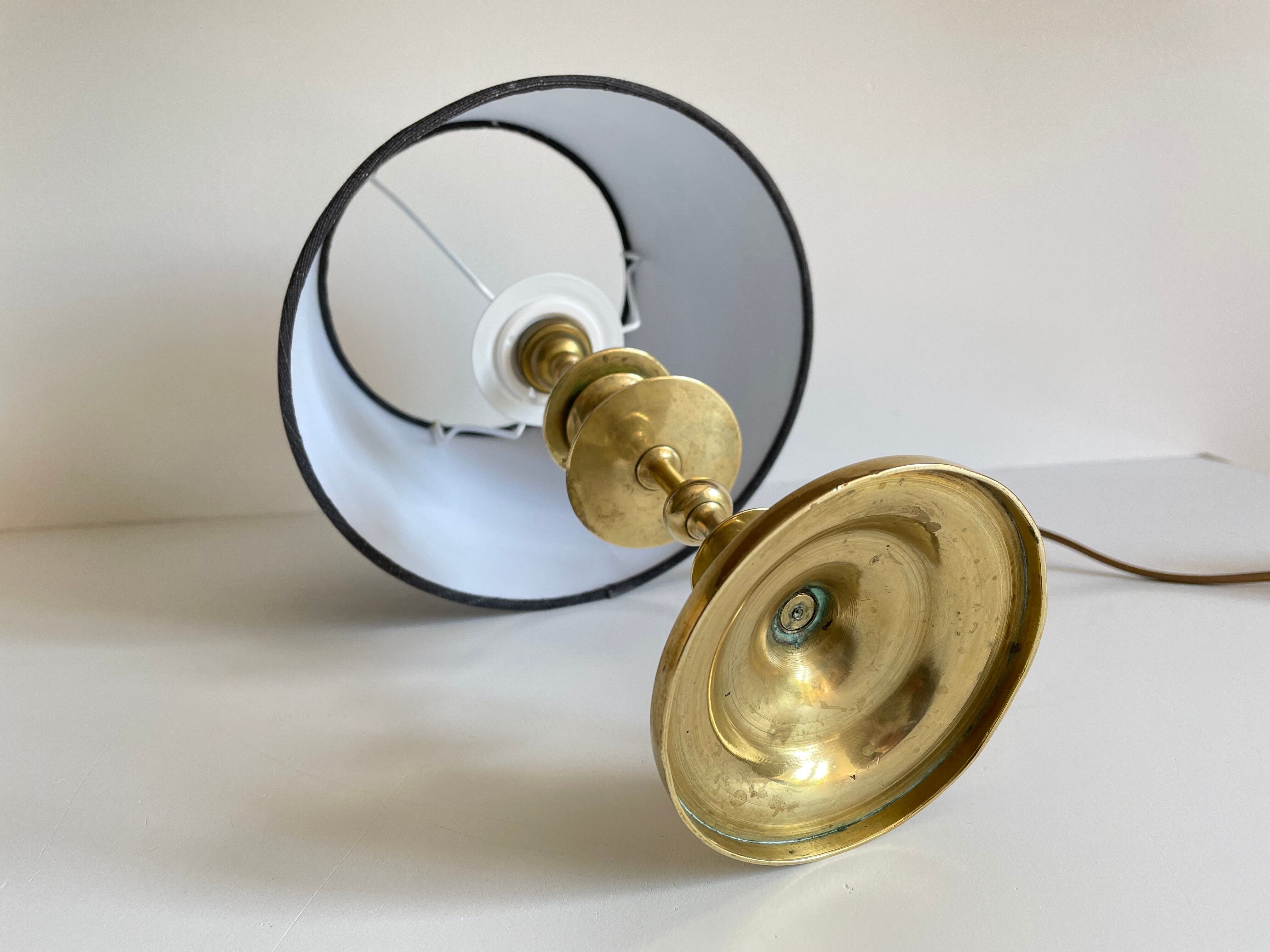 Old solid brass candle holder lamp