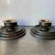 Pair Art Deco Swedish Grace  candleholder  Verdigris Bronze
