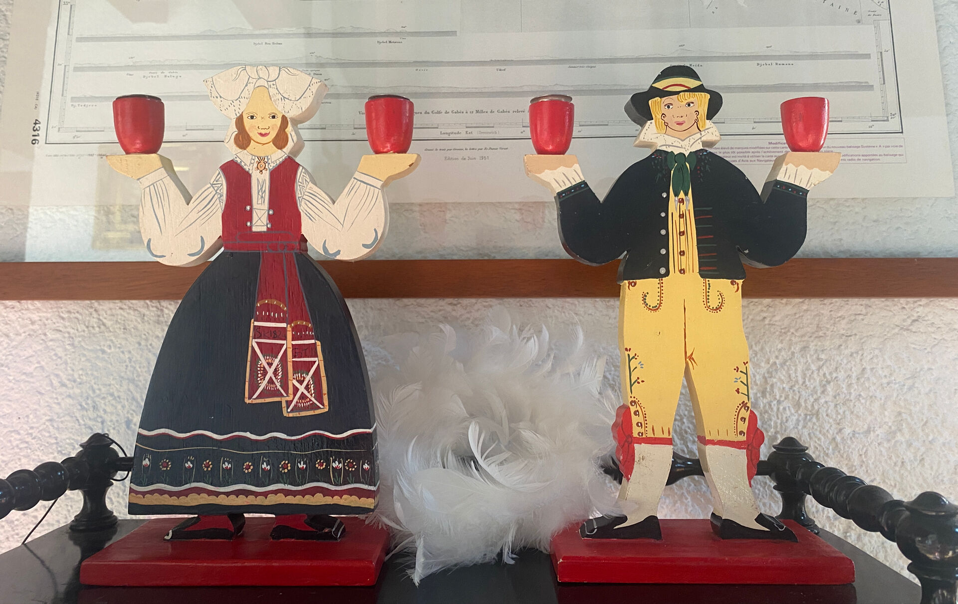 Pair of vintage wooden candlesticks