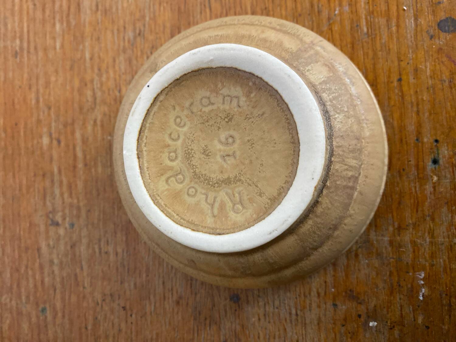 Set of 6 vintage rhodaceram ceramic bowls, beige and brown