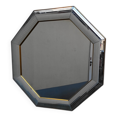 Miroir octogonal Belge ''Miroirs Deknudt'' des années 80