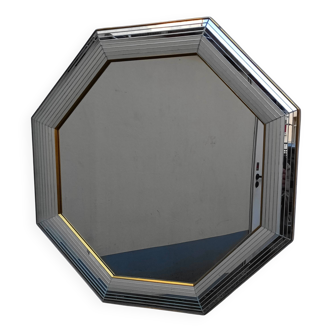 Belgian octagonal mirror "Deknudt Mirrors" from the 80s