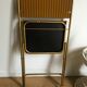 Vintage folding chair lafuma chantazur with striped gold fabric