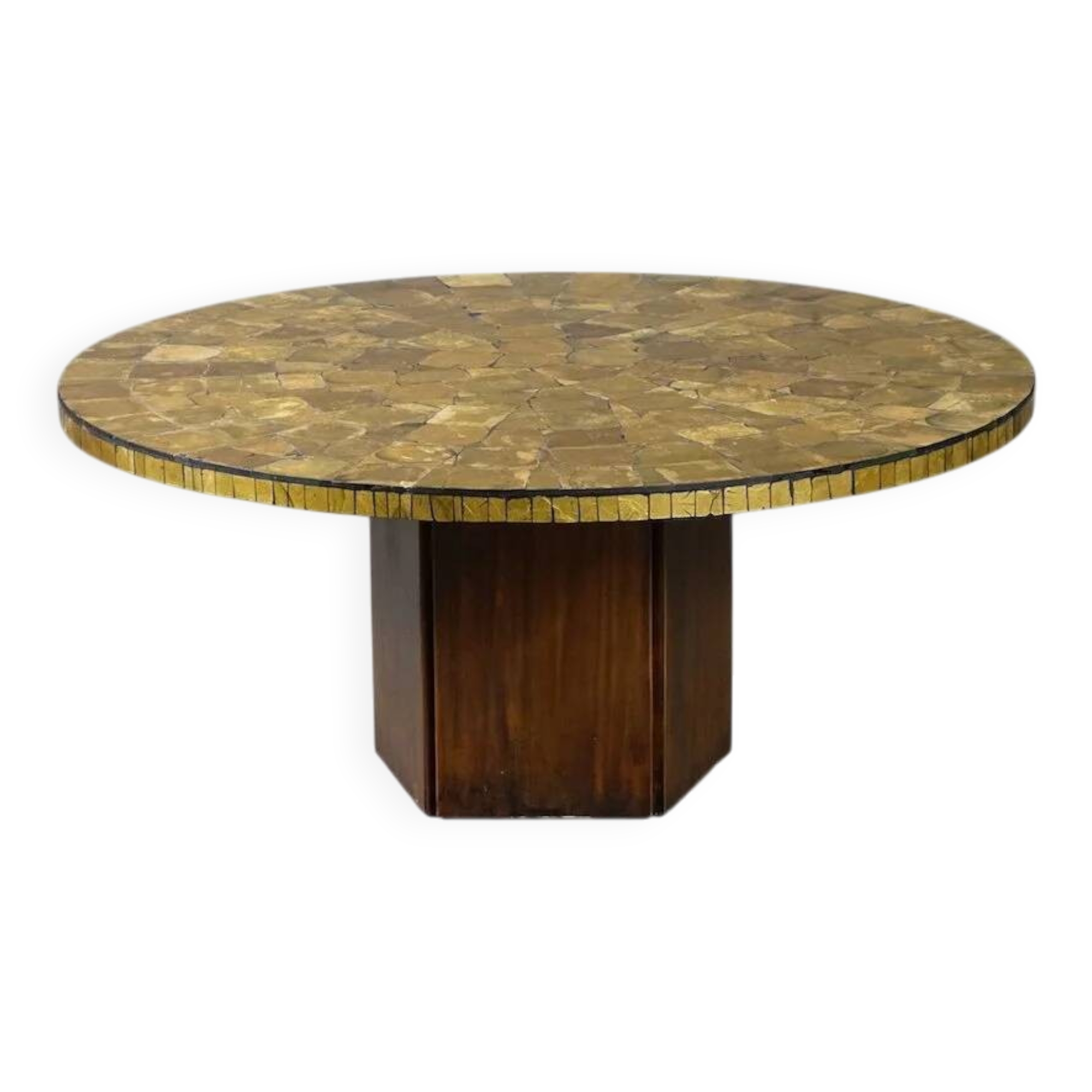 Table basse ornée d'une mosaïque à la feuille d'or 18 carats