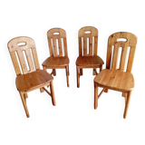 Set of 4 80s pine chairs