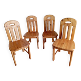 Set of 4 80s pine chairs