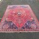 Handmade Persian rug, grey wool, knotted burgundy, 200x300cm