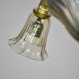 Lustre en verre de Murano vintage, couleur ambre, six lumières, design des années 1950.