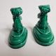 Pair of dog-shaped dog-shaped art deco dogs in green dabbling