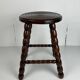 Midcentury bobbin wood turned stool, Charles Dudouyt style, France, 1950s