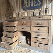 Magnifique Ancien Comptoir De Commerce En Chêne À Nombreux Tiroirs