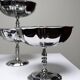 5 vintage-style bistro-style stainless steel dessert bowls on feet