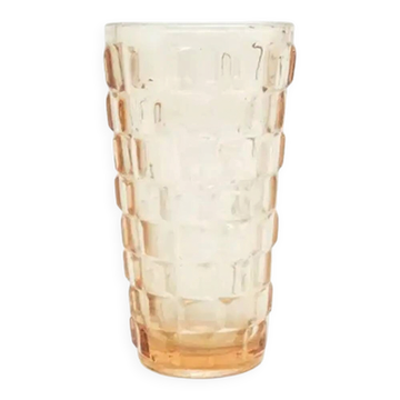 Vase, mid-century modern, pressed rose glass, Ząbkowice, Poland, 1970s