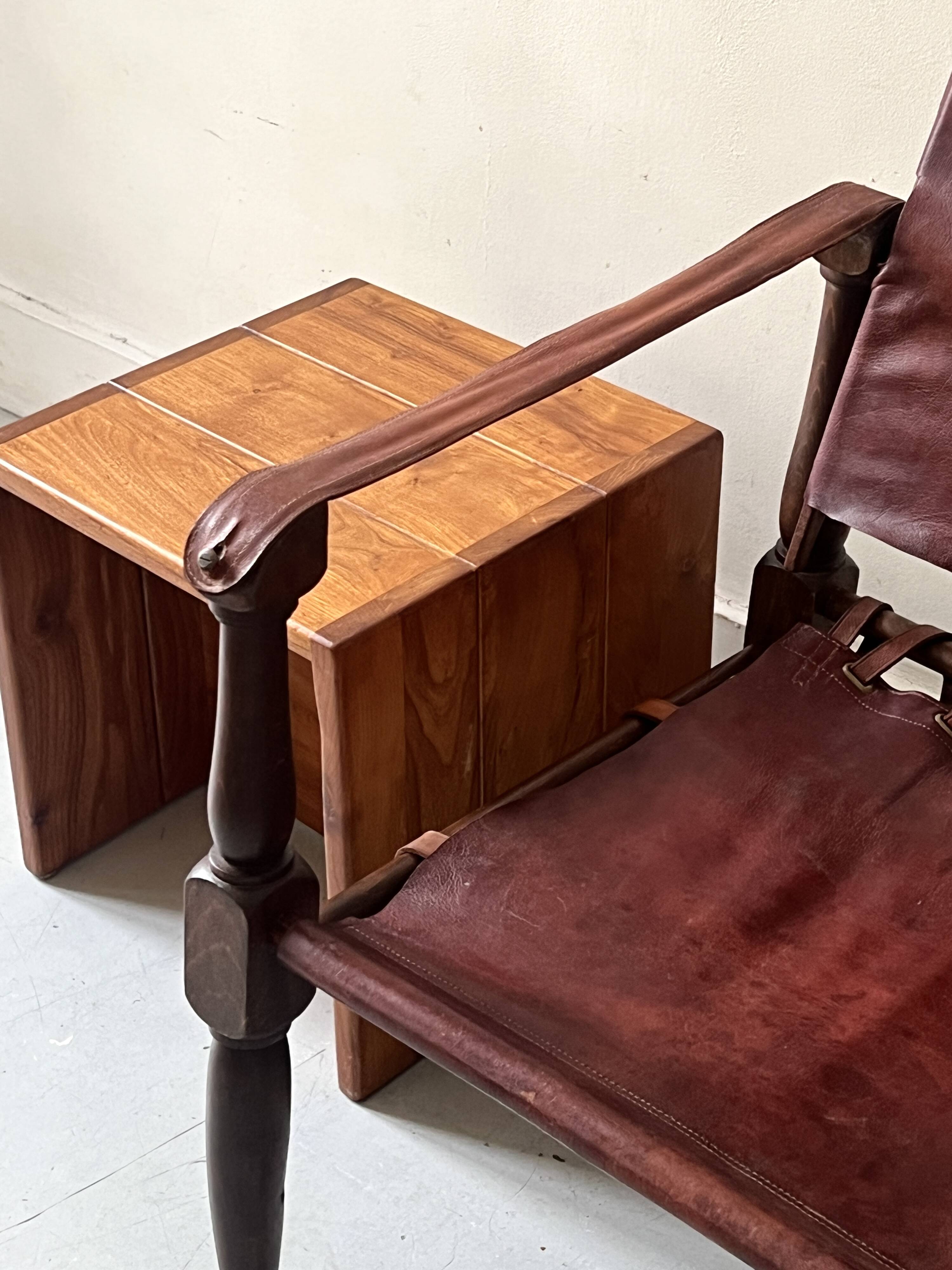 side table bedside in solid elm, Maison Regain 1970
