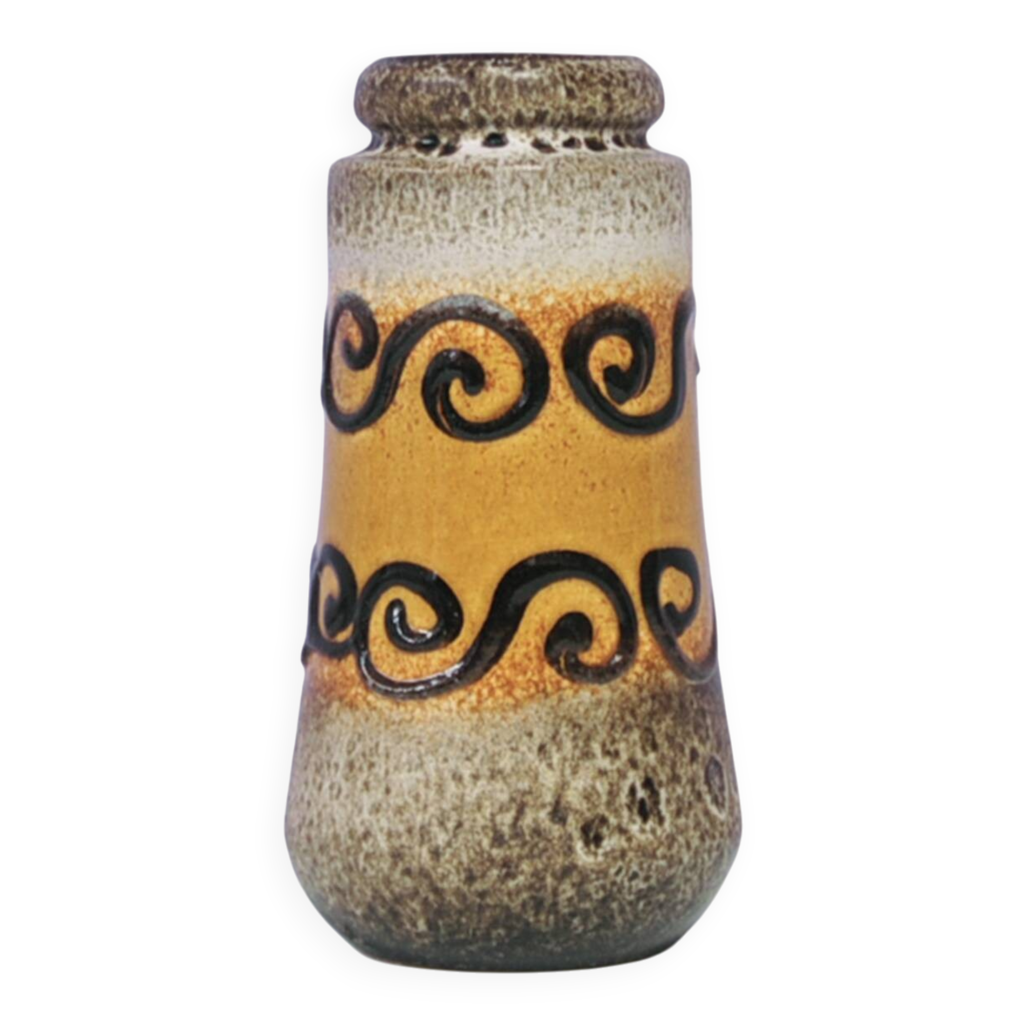 Brown & ochre curl West Germany vase