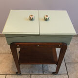 Worker green wood feet wheels