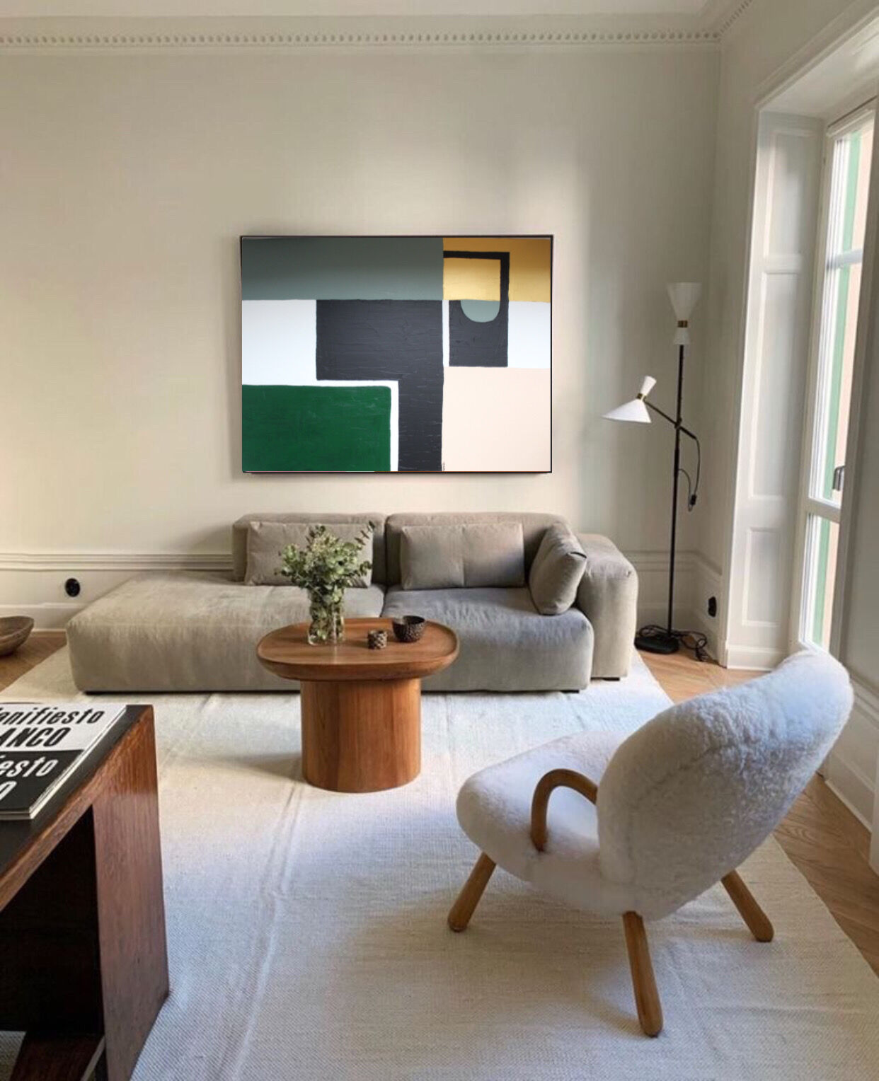 Large abstract acrylic painting for living room 116x97cm