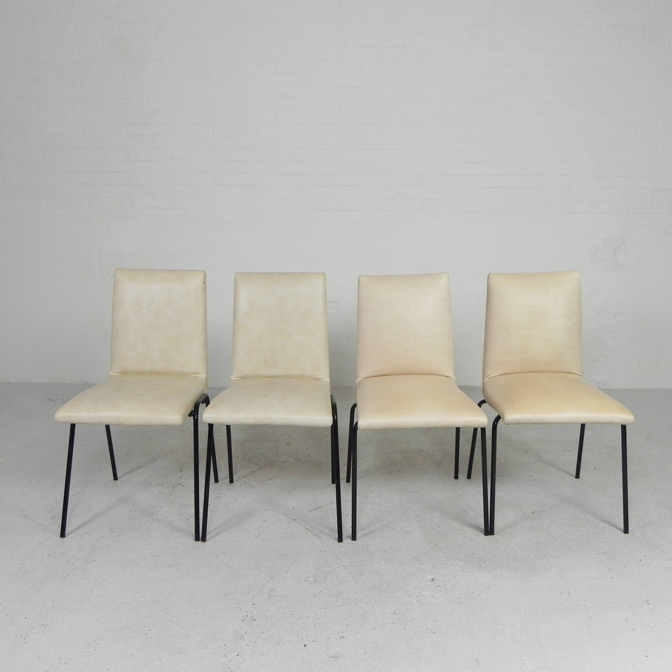 Set of 4 Meurop chairs by Pierre Guariche, 1950s