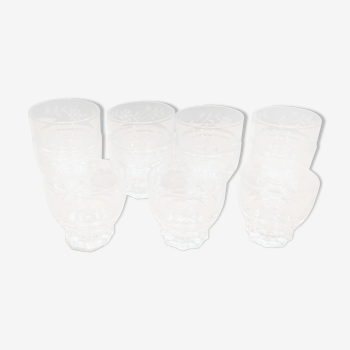 Series of 11 cups, glass 50/60 glass floral decoration