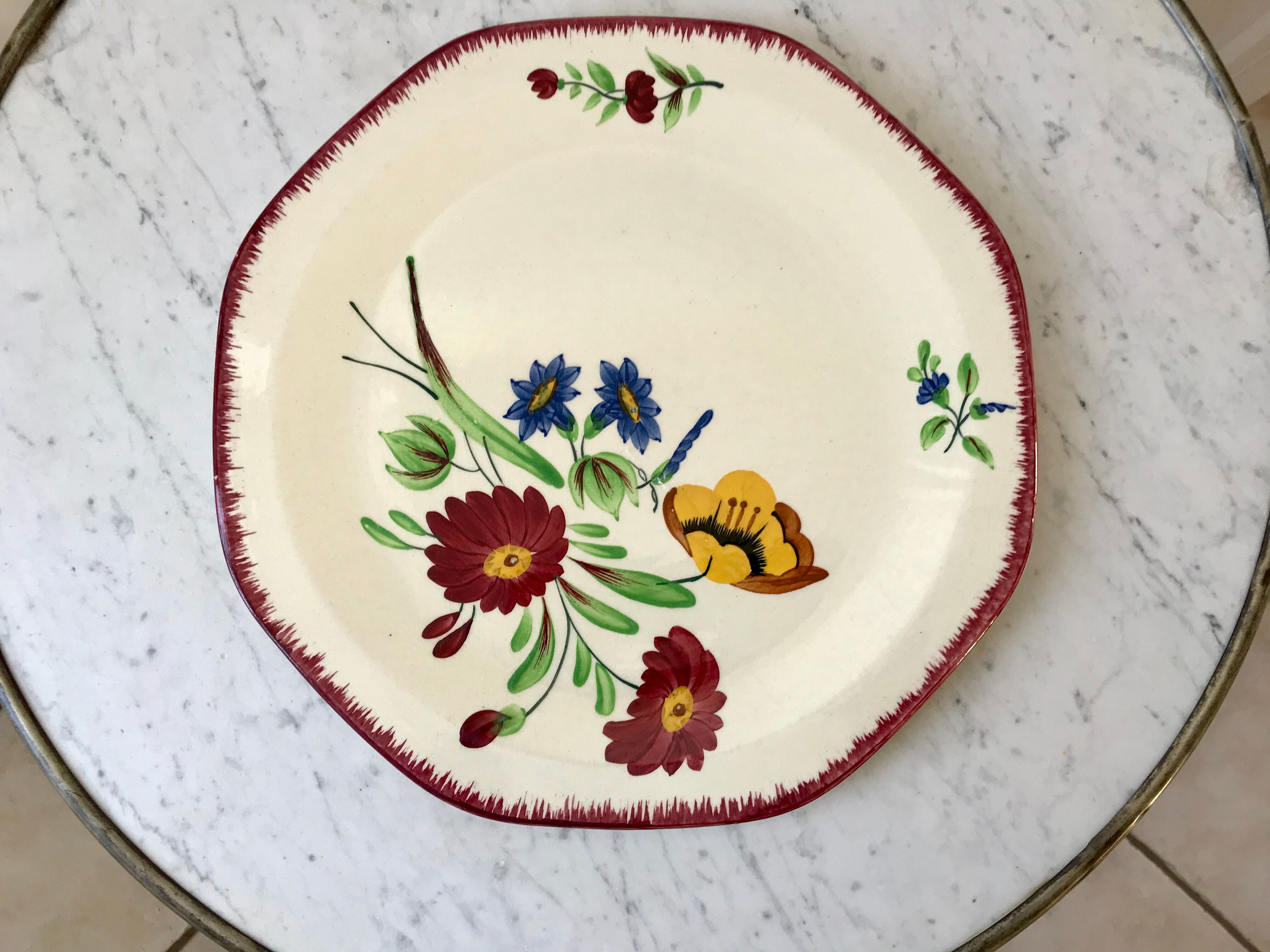 Pie dish Pexonne hand painted model "Ophelia" 40s