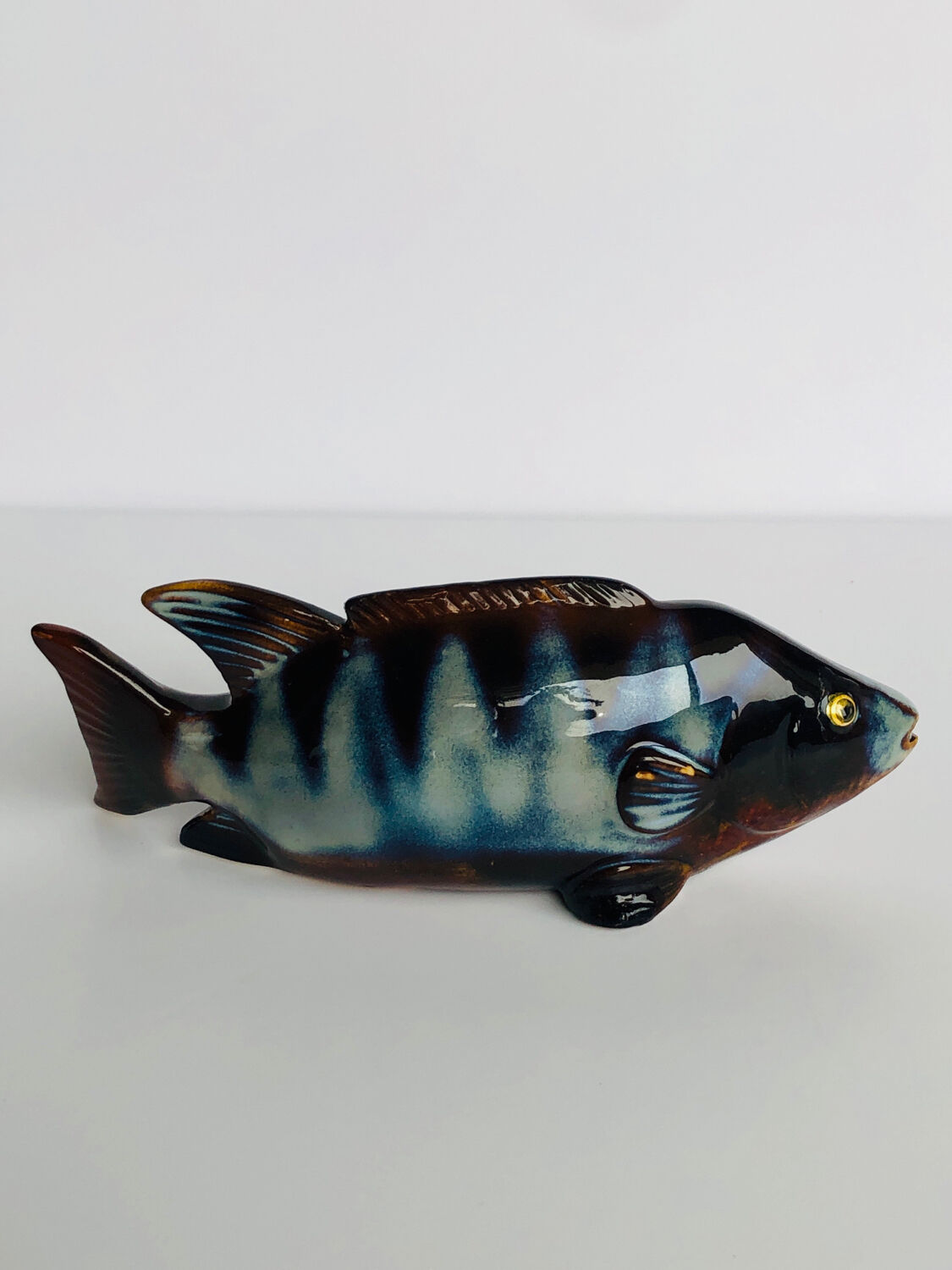2 fish in glazed ceramic vintage