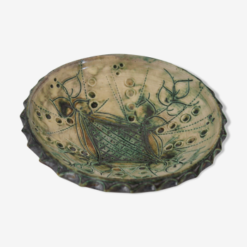 empty pocket in green glazed ceramic Francoise CHEDEVILLE