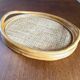 Oval tray made of rattan and bamboo from the 1970s